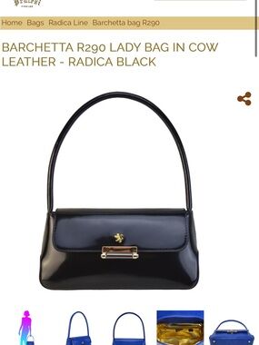 Pratesi Black Leather Shoulder Bag with Gold Hardware